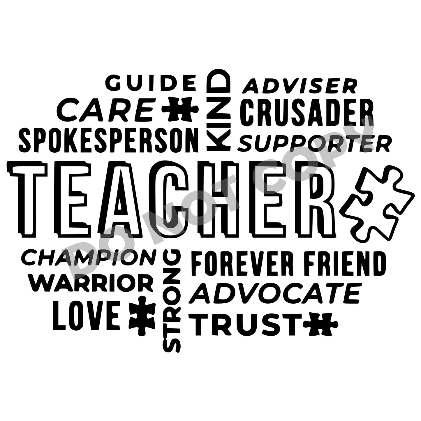 Teacher Guide Kind Adviser Care Crusader -DTF Transfer