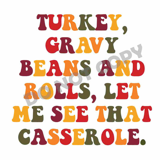 Thanksgiving Turkey Gravy Beans and Rolls DFT Transfer