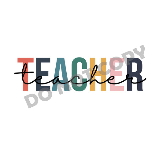 Colorul Font Teacher -DTF Transfer