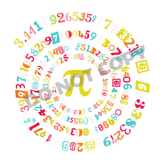 Colorful Pi Number -DTF Transfer