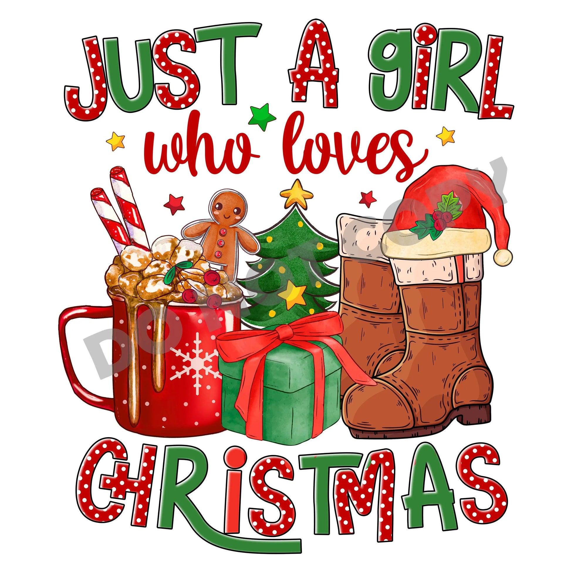 Christmas Just A Girl Who Loves -DTF Transfer - Picasso Print