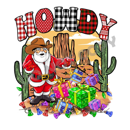 Christmas Howdy Santa -DTF Transfer - Picasso Print