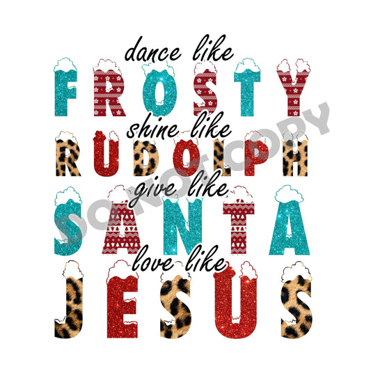 Frosty Rudolph Santa Jesus -DTF Transfer - Picasso Print