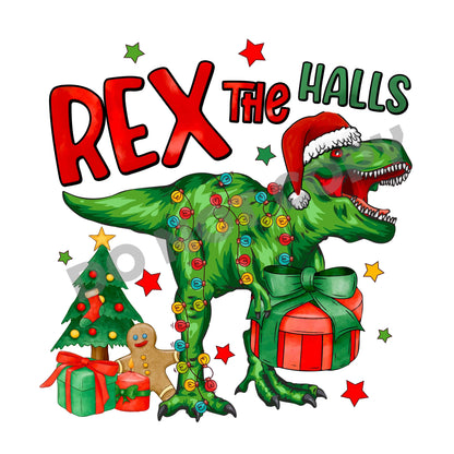 Christmas Rex The Halls -DTF Transfer - Picasso Print