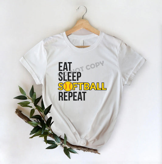 Eat Sleep Softball Repeat -DTF Transfer - Picasso Print