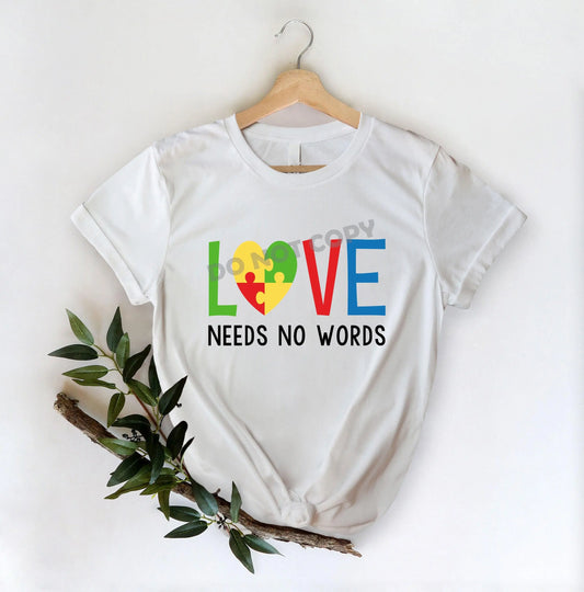 Autism Love Needs No Words - DTF Transfer - Picasso Print